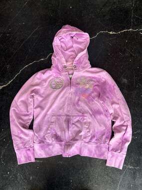 Aeropostale Pink Tie Dye Peace Love Aero Studded Zip Up Hoodie XL